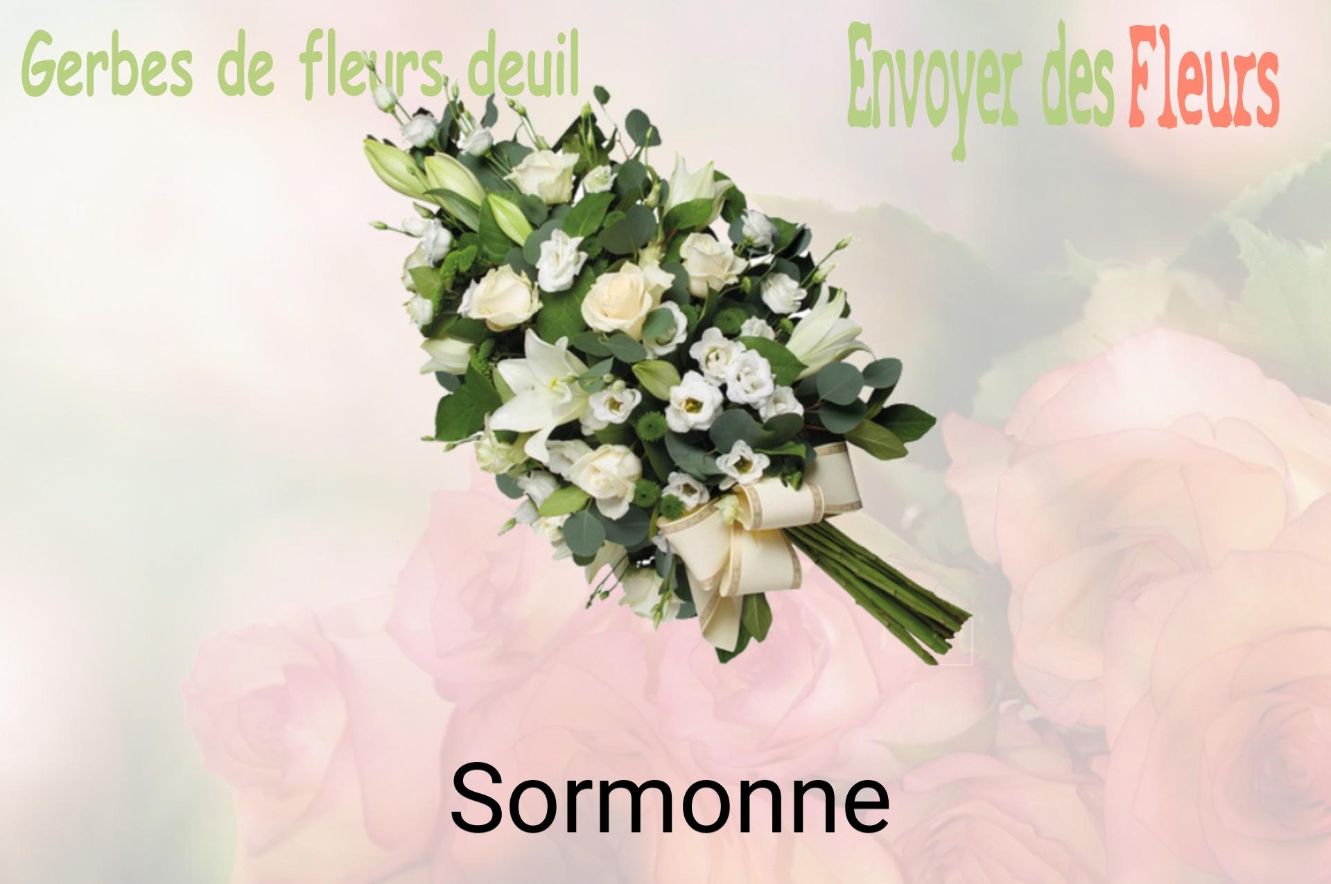 Gerbe de fleurs de deuil livrée à Sormonne